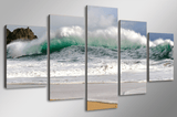 5 Pieces Multi Panel Modern Home Decor Framed Beach Wave Wall Canvas Art | Octo Treasures