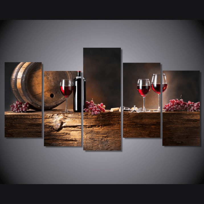 3 Pieces Multi Panel Modern Home Decor Framed Wine And Dine Wall Canvas Art | Octo Treasures