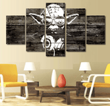 5 Panel Star Wars Jedi Master Yoda Framed Wall Canvas Art | Octo Treasures