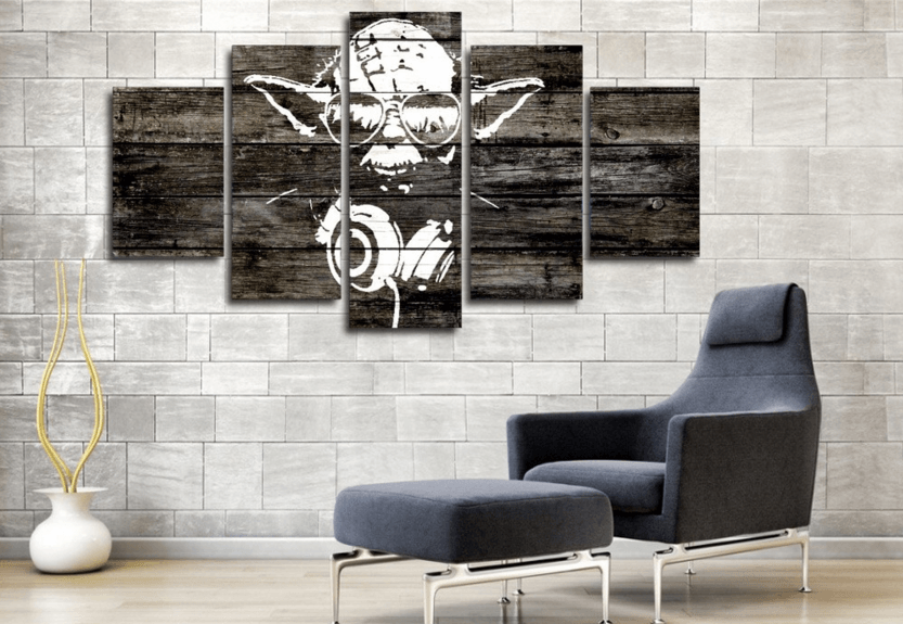 5 Panel Star Wars Jedi Master Yoda Framed Wall Canvas Art | Octo Treasures