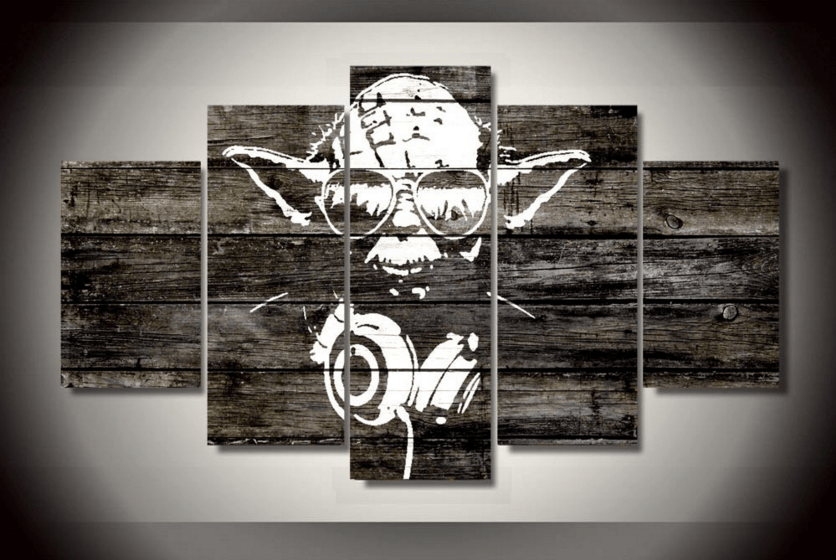 5 Panel Star Wars Jedi Master Yoda Framed Wall Canvas Art | Octo Treasures