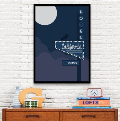 1 Panel Hotel California Billboard Framed Wall Canvas Art | Octo Treasures