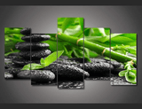 5 Pieces Multi Panel Modern Home Decor Framed Lucky Bamboo Zen Wall Canvas Art | Octo Treasures