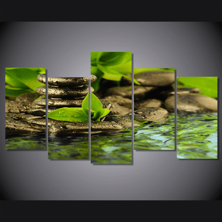 5 Pieces Multi Panel Modern Home Decor Framed Tranquility Forest Stream Wall Canvas Art | Octo Treasures