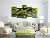 5 Pieces Multi Panel Modern Home Decor Framed Tranquility Forest Stream Wall Canvas Art | Octo Treasures