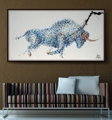 The Power of the Bull Unframed Original Oil Painting By Koby Feldmos | Octo Treasures