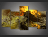5 Pieces Multi Panel Modern Home Decor Framed Abstract Golden Clouds Wall Canvas Art | Octo Treasures
