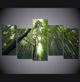 5 Pieces Multi Panel Modern Home Decor Framed Bamboo Forest Landscape Wall Canvas Art | Octo Treasures