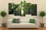 5 Pieces Multi Panel Modern Home Decor Framed Bamboo Forest Landscape Wall Canvas Art | Octo Treasures