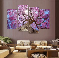 4 Pieces Multi Panel Modern Home Decor Framed Spring Cherry Blossoms Wall Canvas Art | Octo Treasures