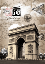 3 Panel Eiffel Towers, Leaning Tower Of Pisa, And Arc De Triomphe Framed Wall Canvas | Octo Treasures