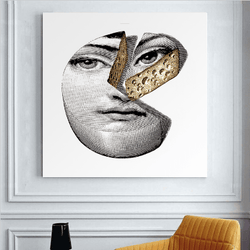 1 Panel Fornasetti Cheese Face Unframed Wall Canvas Art | Octo Treasures