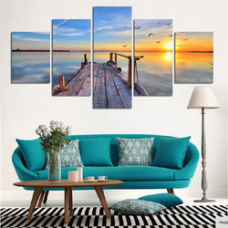 5 Panel Framed Modern Seascape and Ocean Decor | Octo Treasures