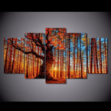 5 Panel Autumn Forest Nature Landscape Framed Wall Canvas | Octo Treasures