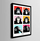 1 Panel Chimpanzee Framed Wall Canvas Art | Octo Treasures