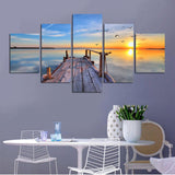 5 Panel Framed Modern Seascape and Ocean Decor | Octo Treasures