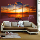 5 Panels Framed Sunset Seaview Wall Art | Octo Treasures