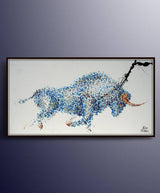 The Power of the Bull Unframed Original Oil Painting By Koby Feldmos | Octo Treasures