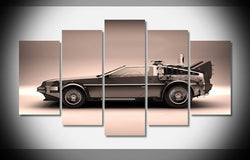 5 Panel Framed Back to the Future Delorean Wall Art Canvas | Octo Treasures