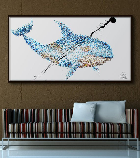 Orca Whale Unframed Original Oil Painting By Koby Feldmos | Octo Treasures