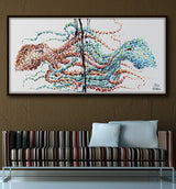 Octopus Fight Unframed Original Oil Painting By Koby Feldmos | Octo Treasures