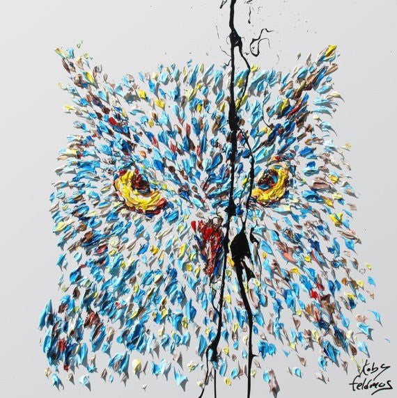 Owl Wisdom Unframed Original Oil Painting Koby Feldmos | Octo Treasures
