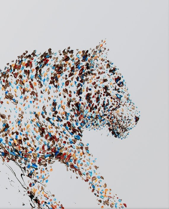 White Tiger Unframed Original Oil Painting By Koby Feldmos | Octo Treasures