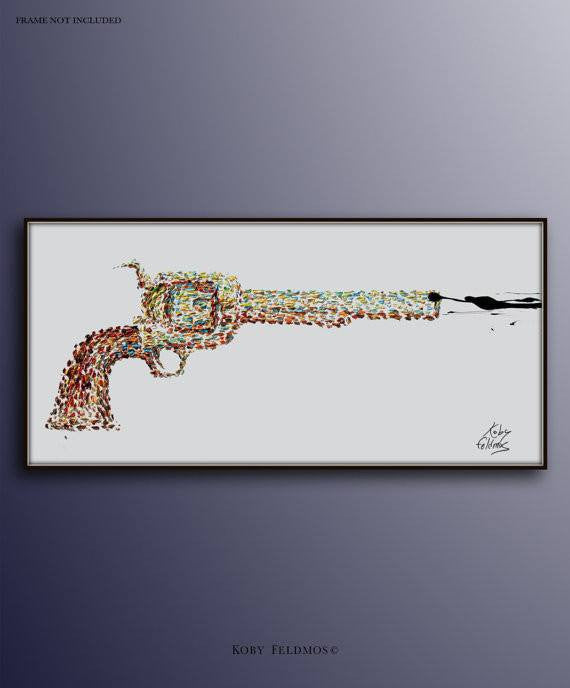 6 Shooter Unframed Original Oil Painting By Koby Feldmos | Octo Treasures