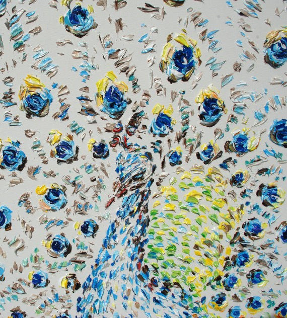 Peacock Extreme Beauty Unframed Original Oil Painting By Koby Feldmos | Octo Treasures