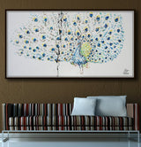 Peacock Extreme Beauty Unframed Original Oil Painting By Koby Feldmos | Octo Treasures