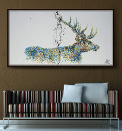 The power of the Stag Unframed Original Oil Painting By Koby Feldmos (Large) | Octo Treasures