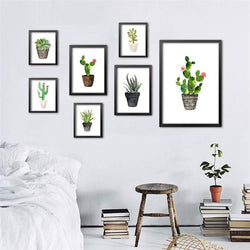 Nordic Watercolor Succulent Green plant Canvas Art Print Poster, Cactus set Wall Paintings Modern Home Decor No Frame | Octo Treasures