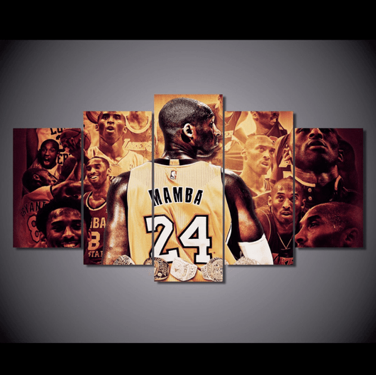 5 Panel Kobe Bryant The Black Mamba Framed Wall Canvas | Octo Treasures