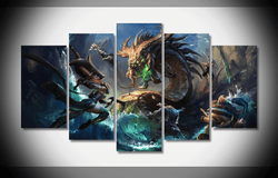 5 Piece Multi Panel Modern Home Decor Framed League Of Legends Game Wall Canvas Art | Octo Treasures
