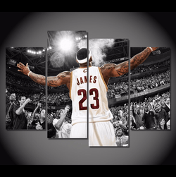 Lebron James Canvas Wall Art 4 Panel Framed Painting | Octo Treasures