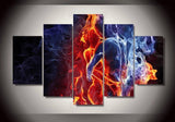 5 Panel Abstract Flame Framed Wall Canvas Art | Octo Treasures