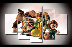 5 Panel Framed Nintendo Heroes Wall Canvas | Octo Treasures