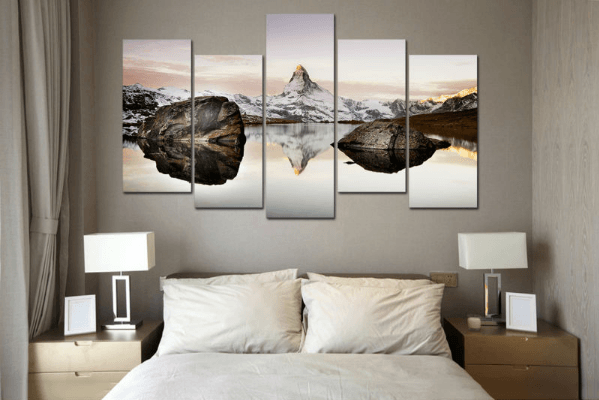 5 Panel Matterhorn In Alps Framed Wall Canvas Art | Octo Treasures