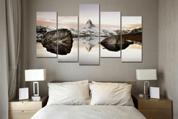 5 Panel Matterhorn In Alps Framed Wall Canvas Art | Octo Treasures