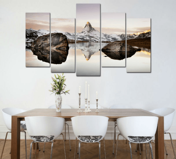 5 Panel Matterhorn In Alps Framed Wall Canvas Art | Octo Treasures