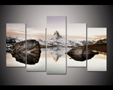 5 Panel Matterhorn In Alps Framed Wall Canvas Art | Octo Treasures