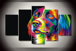 5 Panel Colorful Golden Retriever Dog Framed Wall Canvas | Octo Treasures