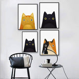 4 Panel Cute Japanese Pet Cats Unframed Wall Canvas | Octo Treasures