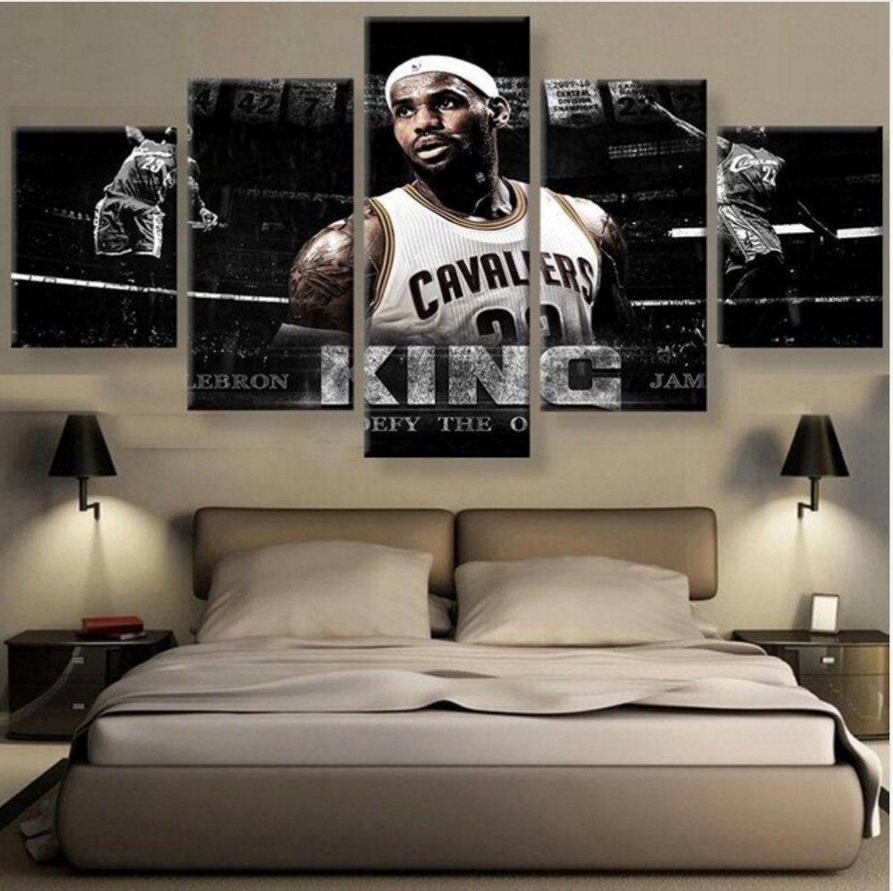 5 Panel Framed King Lebron James NBA Wall Art Canvas | Octo Treasures
