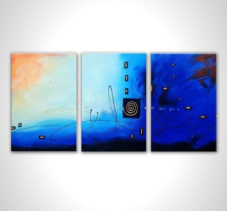 Hand Painted 3 Panel Framed Abstract Wall Art | Octo Treasures