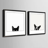 Cat and Dog Set of 2 Framed Wall Canvas Art | Octo Treasures