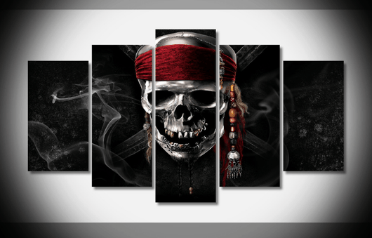 5 Piece Multi Panel Modern Home Decor Framed Pirates Of The Caribbean Movie Wall Canvas Art | Octo Treasures
