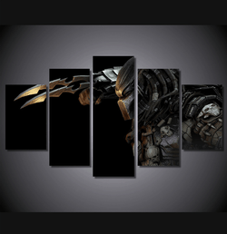 5 Piece Multi Panel Modern Home Decor Framed Predator Alien Movie Wall Canvas Art | Octo Treasures