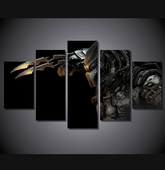 5 Piece Multi Panel Modern Home Decor Framed Predator Alien Movie Wall Canvas Art | Octo Treasures