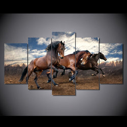 5 Panel Wild Horse Framed Animal Wall Canvas Art | Octo Treasures